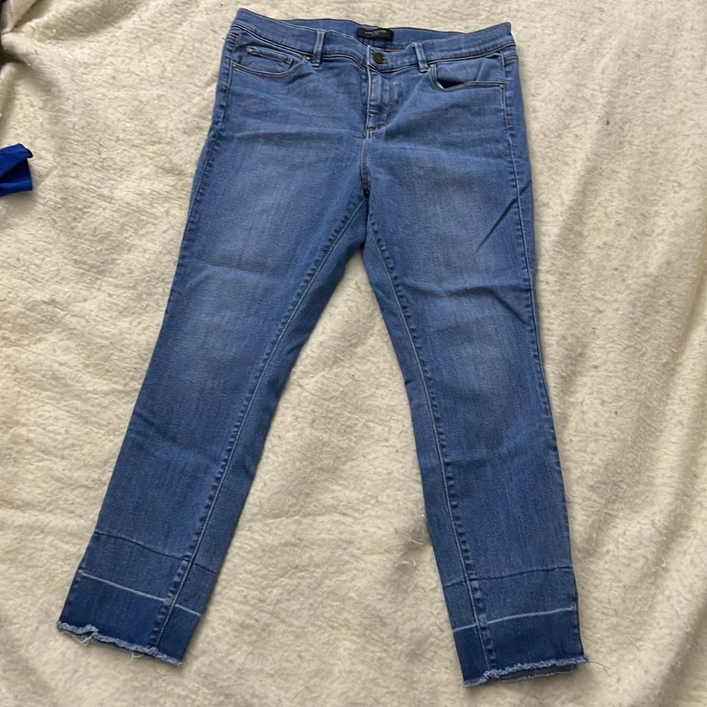 Ann Taylor skinny jeans with two tone split hem